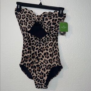 Kate Spade Cheetah print cutout scalloped one piece swimsuit